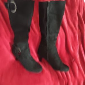 Black tall with 2 inch heel boots size 8